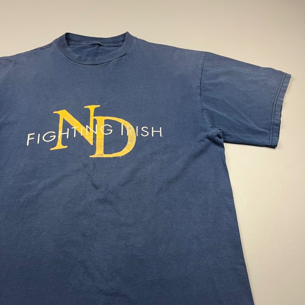Vintage Notre Dame T Shirt Mens XL Navy Blue Fighting Irish ND NCAA Football